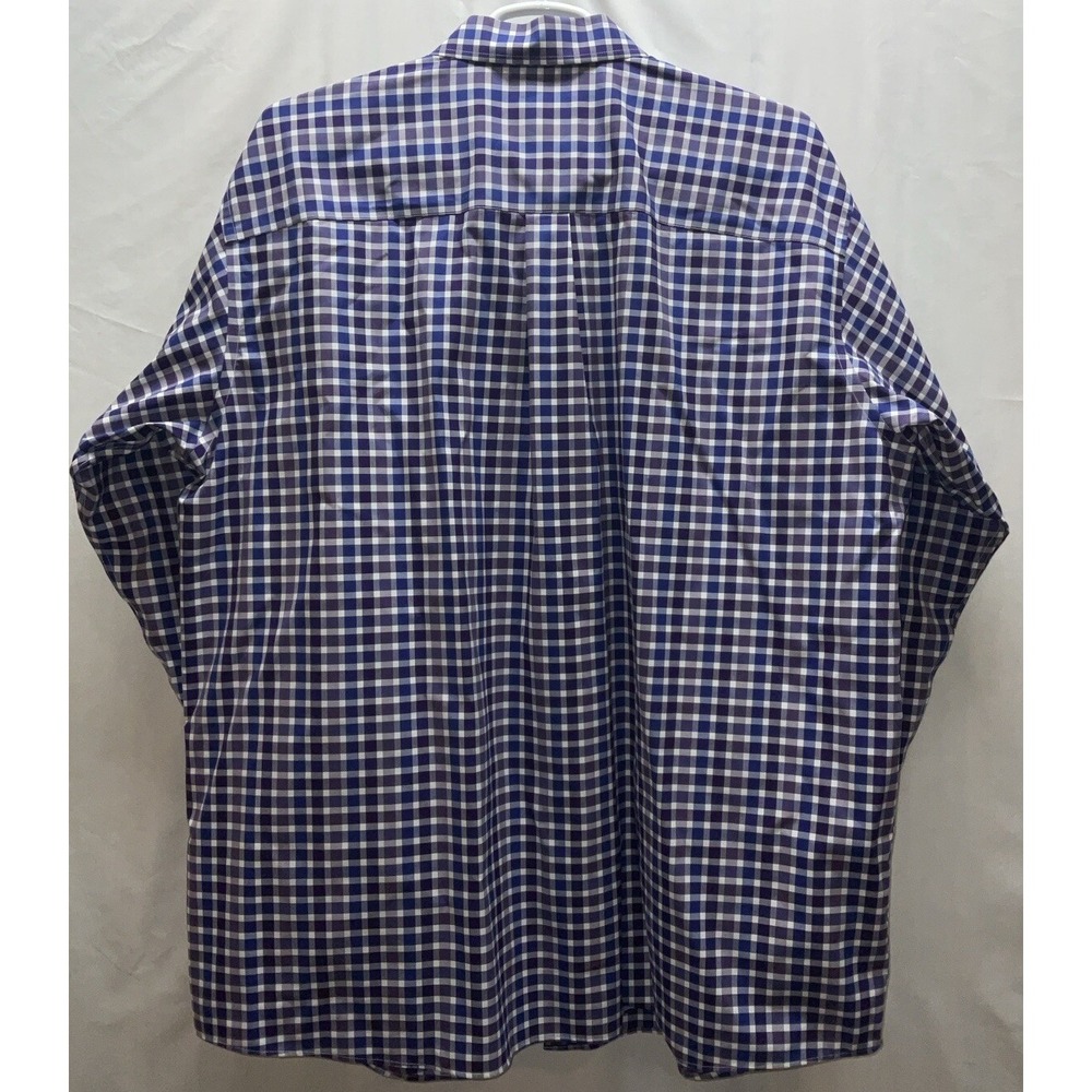 Men's Jos. A. Bank Traveler Long Sleeve 100% Cotton Shirt Purple & Navy Plaid 2X - Picture 6 of 6